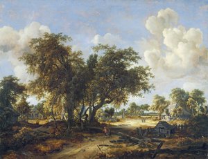 Zalesněná krajina s chalupami, 1665