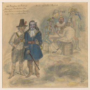 Krajina s postavami na břehu řeky od Melchior Küsel (I)