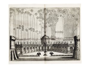 Ohňostroj u příležitosti svatby Leopolda I. (1640-1705), císaře Svaté říše římské, a Markéty Terezie Španělské (1651-73) ve Vídni, prosinec 1666 od Melchior Küsel