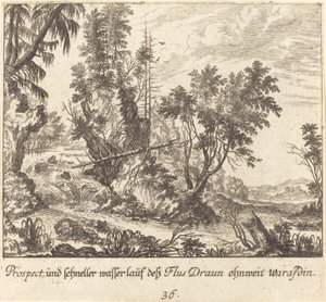 Řeka Draun od Melchior Küsel after Johann Wilhelm Baur