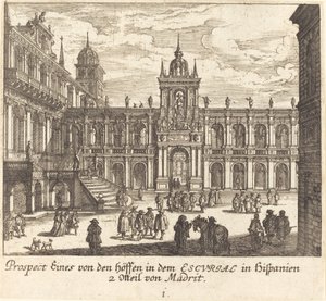 Escorial, Španělsko od Melchior Küsel after Johann Wilhelm Baur