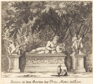 Zahrady prince Mattei, Řím od Melchior Küsel after Johann Wilhelm Baur