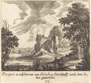 horský výhled od Melchior Küsel after Johann Wilhelm Baur