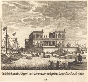 Palace, Vice Re, Neapol od Melchior Küsel after Johann Wilhelm Baur