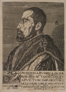 Portrét Ogiera Ghiselina de Busbecqa, císařského vyslance. od Melchior Lorck
