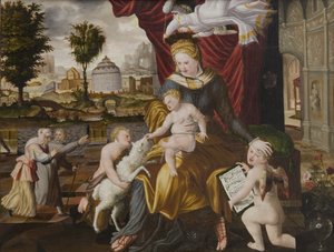 Panna Maria s dítětem, nemluvně sv. Jana a dva andělé od Melchior Lorck