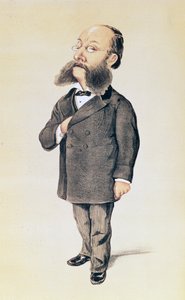 Paul Julius Reuter, karikatura z Vanity Fair, 1872 barevné litho