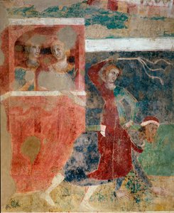 Vzestupy a pády zasvěcení mladého muže do tajemství lásky, detail, počátek 14. století (freska) od Memmo di Filippuccio