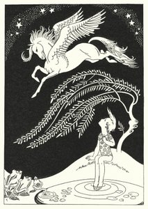 Dolů šel Pegasus v širokých širokých kruzích (barva litho)