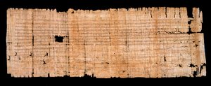 Merovejské období: rukopis právního dokumentu na papyru potvrzující výsadu imunity udělenou králem Neustrie Clovis II (633-657) opatství Saint Denis dne 22. června 654. Slunce. 0,93x0,34 m Paříž, archives nationales od Merovingian