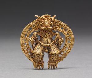 Figurový přívěsek, c. 1000-1550 (lité zlato)