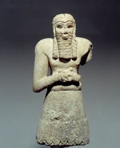 Orientální starožitnosti: soška z orantu slíbená princi Ginakovi. Mezopotámie. 2750 před naším letopočtem. Ne 0,26 m Paříž, Musee du Louvre