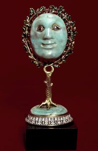 Mexické umění: pleťová maska v tyrkysové pastě s diamantovýma očima. Florencie 17. století, museo degli argenti od Mexican School