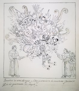 Ms Hunter 242 f.242r Františkánští bratři pálí tradiční knihy a oblečení, z Historia de Tlaxcala od Diega Munoze Camarga od Mexican School