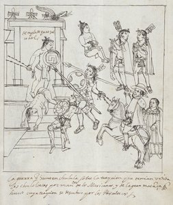 Ms Hunter 242 f.256r Evangelical Battle, z Historia de Tlaxcala od Diega Munoze Camarga od Mexican School