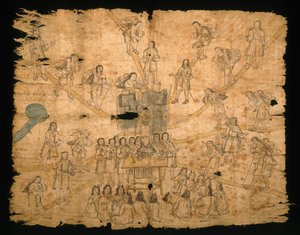 Stránka z Codex San Pedro Atlapolco, Nahua (inkoust a akvarel na amate papíru) (viz také 499243) od Mexican School