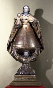 Svatý František uctívá Madonu s dítětem (malované dřevo)