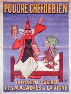 Plakát s reklamou „La Poudre Chefdebien“ k prevenci a léčbě nemocí vinné révy