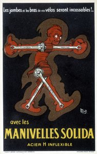 Reklama na kliky Velo z masivní oceli. Kresba Mich (Michel Liebeaux