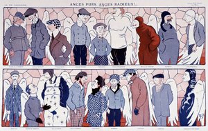 Poplatky slavných letců jako andělé (portrétní galerie) - v “”La Vie Parisienne”” 12.11.1909.
