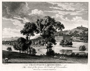 Chatsworth v Derbyshire, sídlo jeho milosti vévody z Devonshire, 1775 od Michael Angelo Rooker