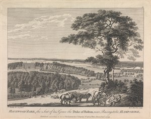 Hackwood Park, sídlo jeho milosti vévody z Boltonu poblíž Basingstoke, Hampshire (vyd. G. Kearsly); strana 19 (svazek druhý) od Michael Angelo Rooker