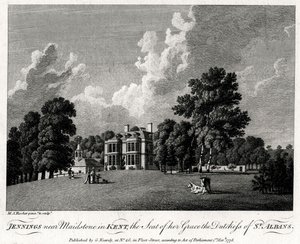 Jennings poblíž Maidstone v Kentu, sídlo její milosti vévodkyně ze St Albans, 1776. od Michael Angelo Rooker