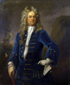 Portrét kapitána Roberta Harlanda (asi 1680-1751), který drží v ruce dalekohled (dlouhý pohled). Olej na plátně, asi 1707-1711, autor Michael Dahl (1659-1743).