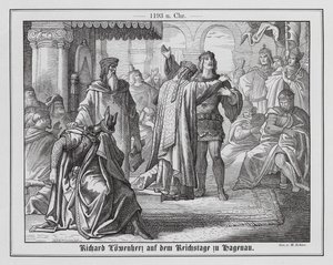 Anglický král Richard I. v Hagenau během svého zajetí v rukou císaře Svaté říše římské Jindřicha VI. od Michael Echter