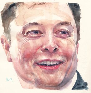 Elon Musk (akvarel)