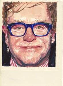 Elton John (akvarel) od Michael Frith