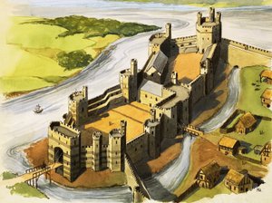 Hrad Caernarvon v době krále Eduarda I.