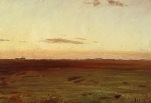 Pohled na louku a duny ve večerním slunci. od Michael Peter Ancher