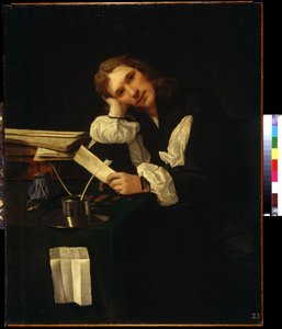 Portrét mladého muže, autoportrét (Portrait of a young man, sell portrait). Obraz Michiela Sweertse (1618-1664). Olej na plátně