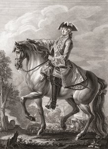 Francouzský král Ludvík XV., jezdecký portrét.