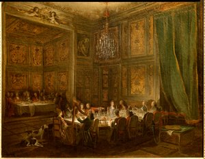 Večeře prince Louise Francoise de Conti, chrámový palác Obraz od Michela Barthelemyho Olliviera (1712-1784) 1766 ne. 0,56x0,71