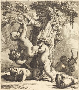 Putti a Fauns lezení po vinné révě