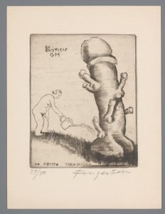 Ex libris van Gianni Mantero Ex eroticis GM (název na předmětu) La petite jardinière (název na objektu) od Michel Fingesten (signed by artist)