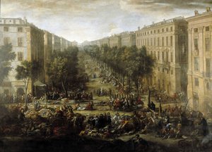 Pohled na hřiště (z Marseille) během moru v roce 1720 (olej na plátně)
