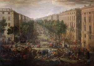 Pohled na Cours Belsunce, Marseille, během moru 1720, 1721