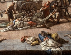 Pohled na radnici (Marseille) během moru v roce 1720