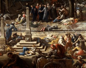 Pohled na radnici (Marseille) během moru v roce 1720