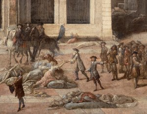Pohled na radnici (Marseille) během moru v roce 1720