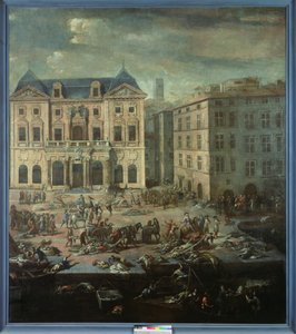 Pohled na radnici v Marseille během moru v roce 1720
