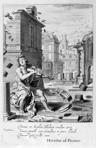 Amphion staví hradby Théb podle hudby svých houslí, 1655 od Michel de Marolles