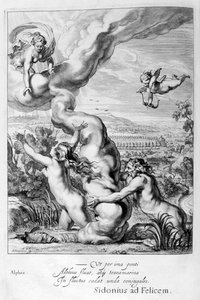 Arethusa pronásledována Alpheem a proměněna ve fontánu, 1655 od Michel de Marolles