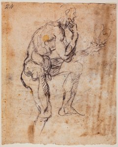 Studie aktu, kopie z Naasonovy lunety od Michelangelo (after) Buonarroti
