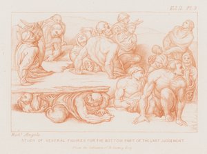 Studie několika postav pro spodní část Posledního soudu (lept) od Michelangelo (after) Buonarroti
