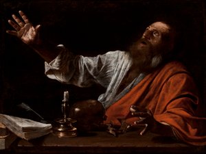 Vidění svatého Jeronýma, první polovina 17. století (olej na plátně) od Michelangelo (follower of) Caravaggio