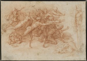 Připsáno Bernardinu Cesarimu - Kopie podle Michelangelova obrazu Lučištníci kolem roku 1591c. 1600, RCIN 990442